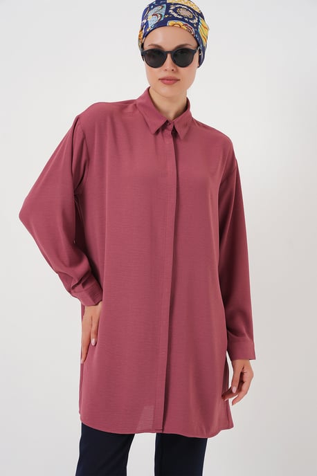 Oversized Langarm-Bluse mit Knopfleiste und Hemdkragen - Image 4