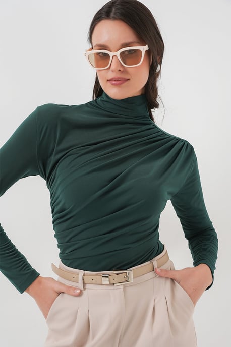 Fitted Rollkragenbluse mit Drapierung - Image 1