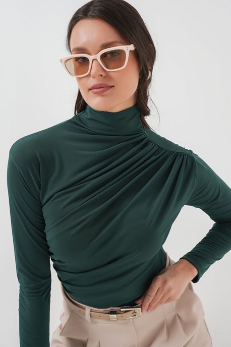 Fitted Rollkragenbluse mit Drapierung - Image 3