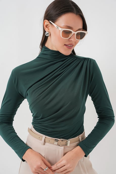 Fitted Rollkragenbluse mit Drapierung - Image 4