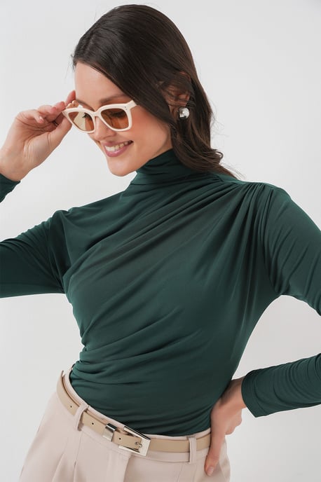Fitted Rollkragenbluse mit Drapierung - Image 5