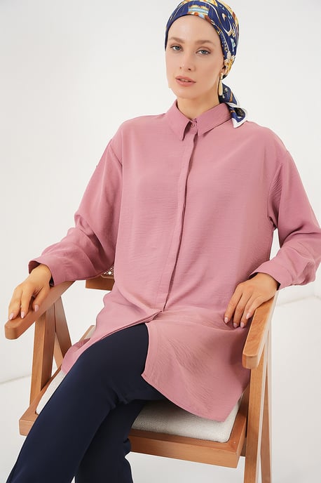 Oversized Langarm-Bluse mit Knopfleiste und Hemdkragen - Image 2
