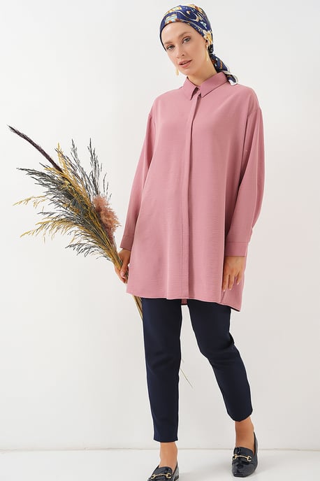 Oversized Langarm-Bluse mit Knopfleiste und Hemdkragen - Image 3
