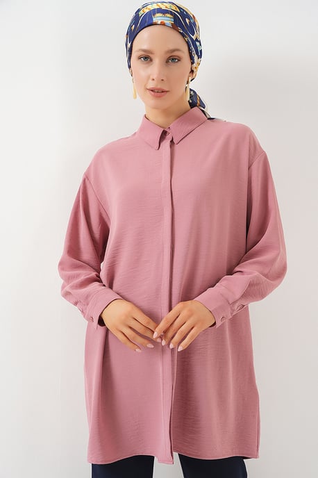 Oversized Langarm-Bluse mit Knopfleiste und Hemdkragen - Image 4