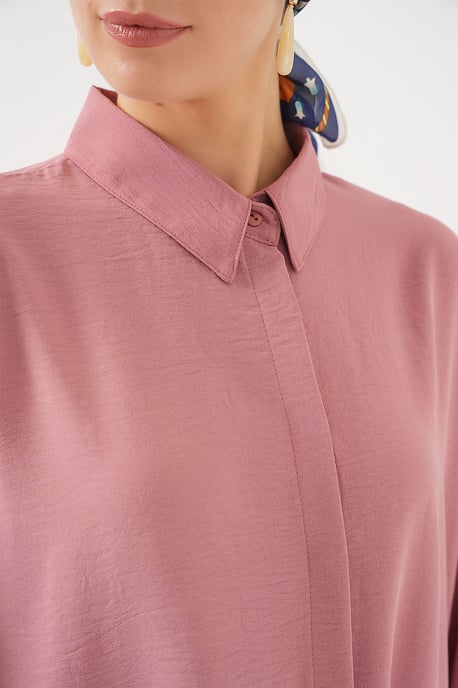 Oversized Langarm-Bluse mit Knopfleiste und Hemdkragen - Image 5