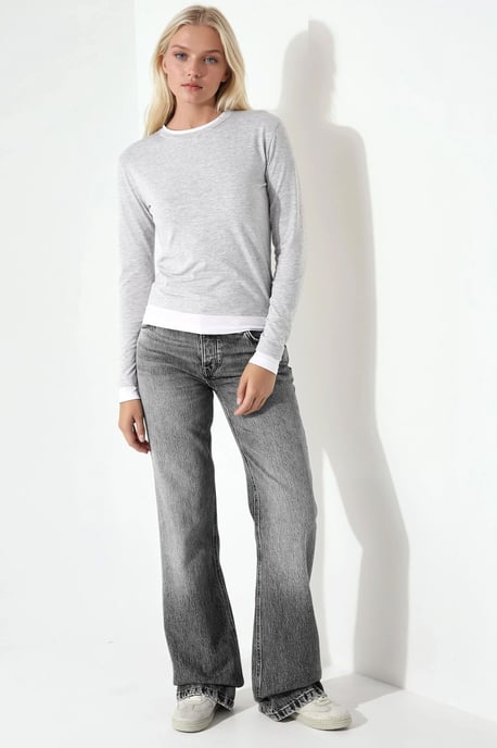 Texturiertes Rundhals Langarm Slim Fit Oberteil - Image 5
