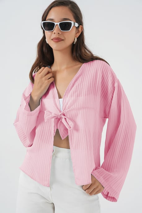 V-Ausschnitt Bluse mit Schleife - Image 1