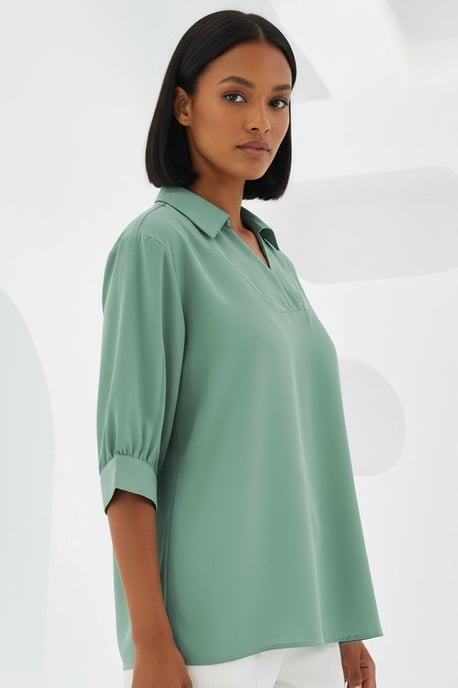 Polokragen Lockere Passform Bluse - Image 3