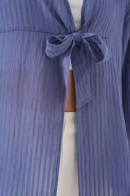 V-Ausschnitt-Bluse mit Schleife - Image 5