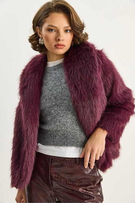 Kunstfell Kurzjacke mit offenem Kragen - Image 2