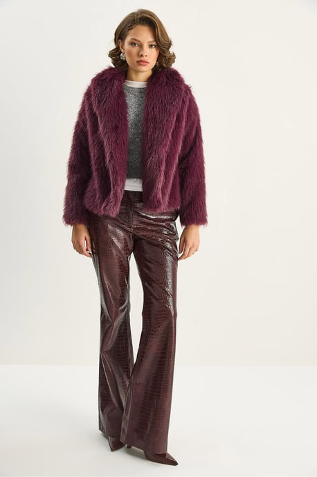 Kunstfell Kurzjacke mit offenem Kragen - Image 4