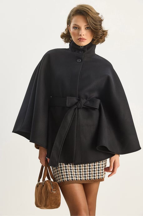 Poncho-Mantel mit Bindegürtel - Image 4