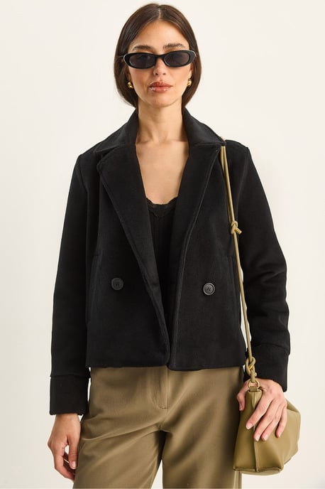 Plüsch Button-Up Mantel mit Taschen - Image 1