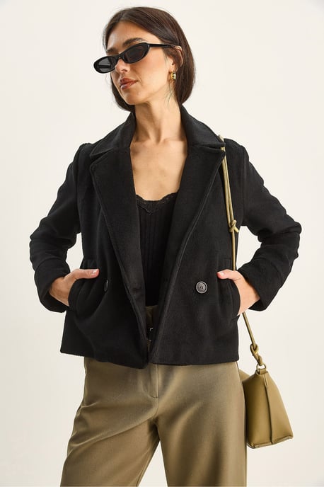 Plüsch Button-Up Mantel mit Taschen - Image 2