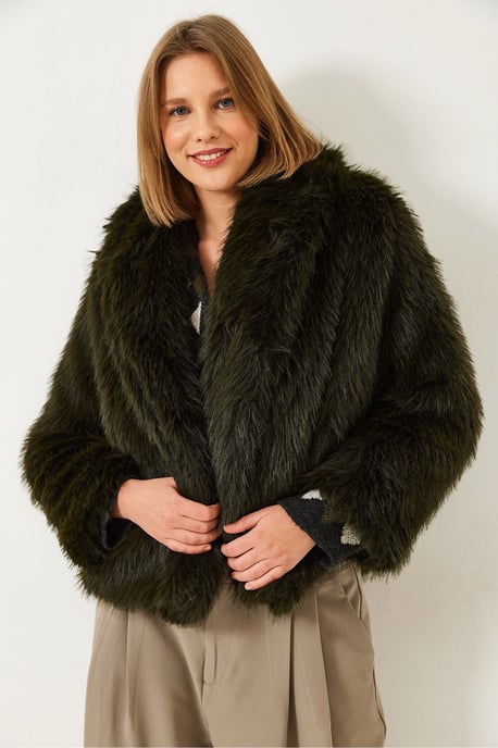 Kunstfell Kurzjacke mit offenem Kragen - Image 4