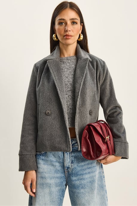 Plüsch Button-Up Mantel mit Taschen - Image 1
