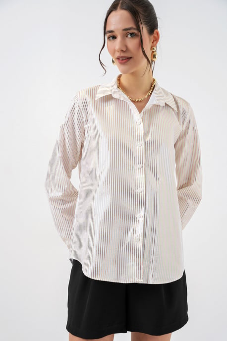 Übergroßes gestreiftes Button-Up Hemd - Image 3