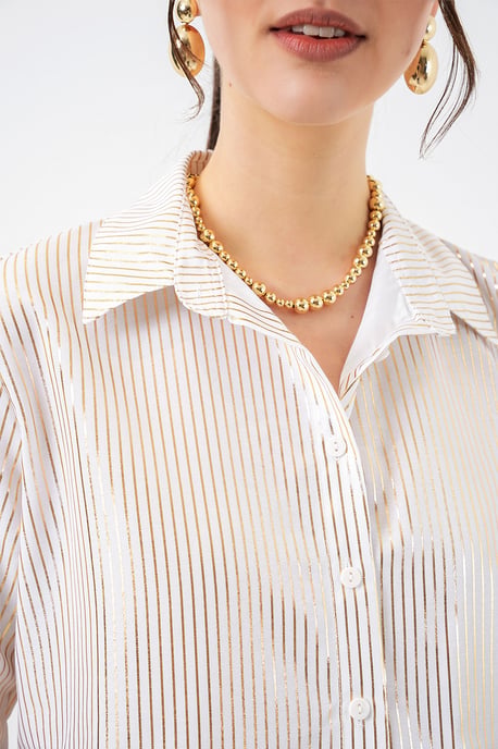 Übergroßes gestreiftes Button-Up Hemd - Image 4