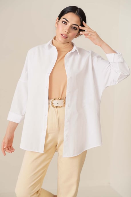 Lockere Passform Popeline-Shirt mit Knopfleiste - Image 2