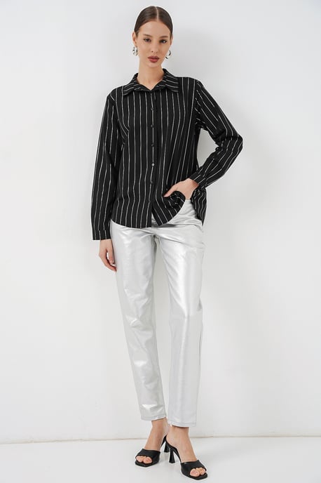 Übergroßes gestreiftes Button-Up Hemd - Image 2