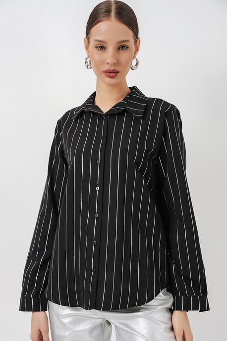 Übergroßes gestreiftes Button-Up Hemd - Image 3