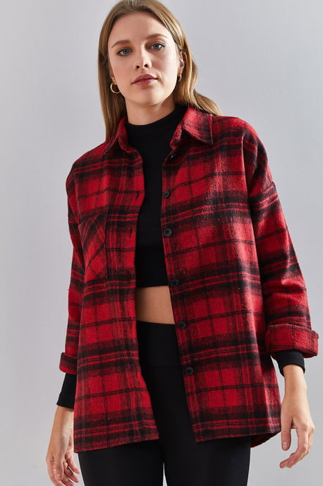 Karierter Langarmshirt mit Tasche - Image 2