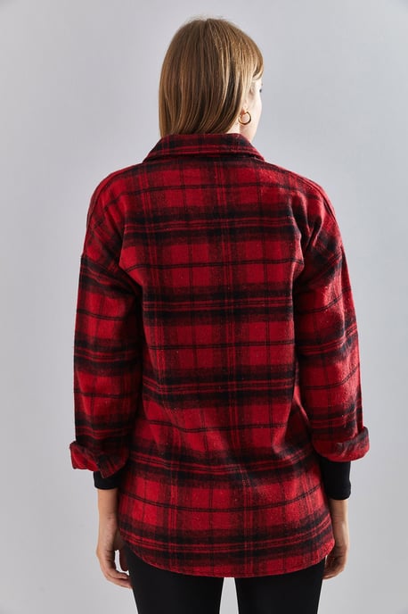 Karierter Langarmshirt mit Tasche - Image 3