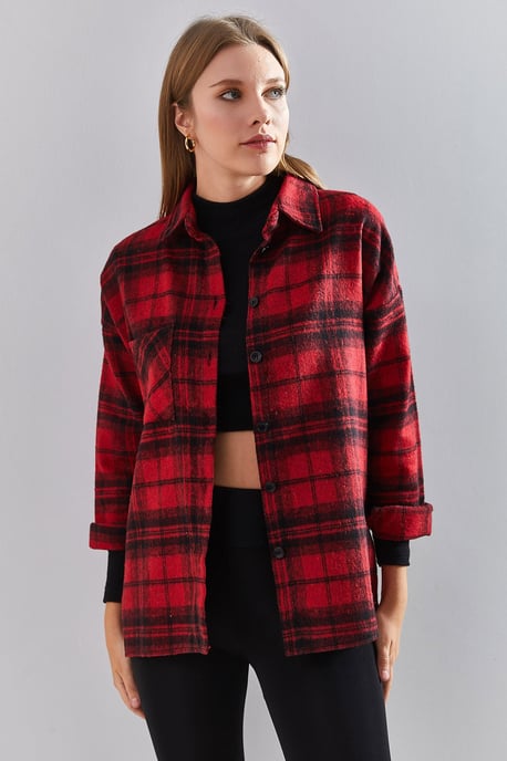 Karierter Langarmshirt mit Tasche - Image 6