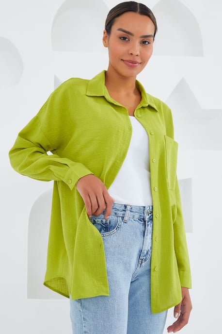 Leinenmischung Hemd mit Knopfverschluss - Image 3
