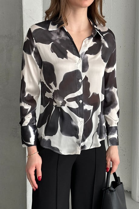 MyFashion Strukturiertes Hemd mit abstraktem Print und Knopfleiste - Schwarz - Image 2