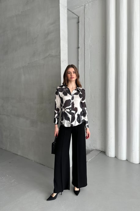 MyFashion Strukturiertes Hemd mit abstraktem Print und Knopfleiste - Schwarz - Image 4