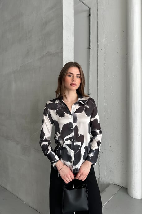 MyFashion Strukturiertes Hemd mit abstraktem Print und Knopfleiste - Schwarz - Image 5