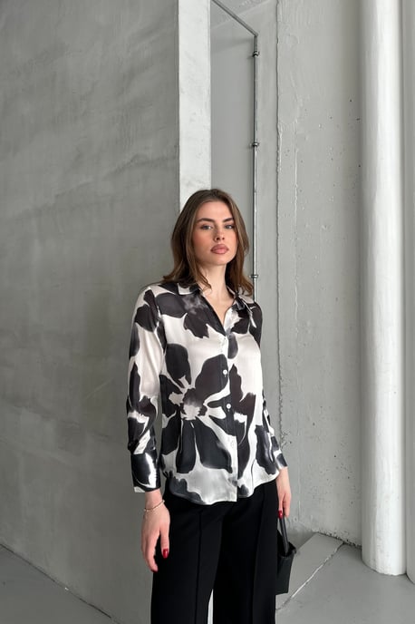 MyFashion Strukturiertes Hemd mit abstraktem Print und Knopfleiste - Schwarz - Image 6