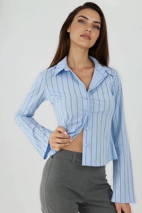 Tailliertes gestreiftes Button-Up-Hemd - Image 2