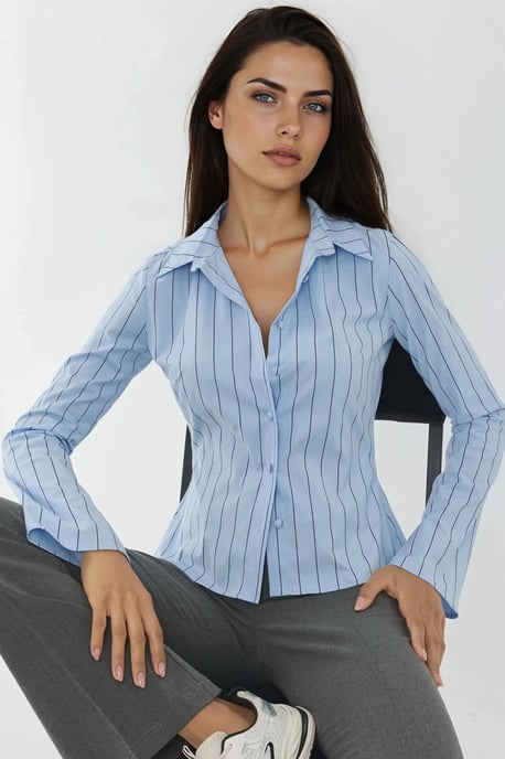 Tailliertes gestreiftes Button-Up-Hemd - Image 4
