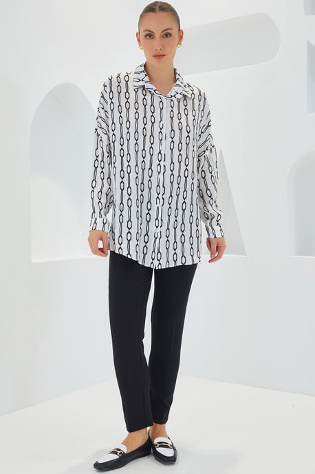 Übergrößiges Satin-Knopf-Front-Shirt - Image 2