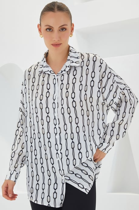 Übergrößiges Satin-Knopf-Front-Shirt - Image 3