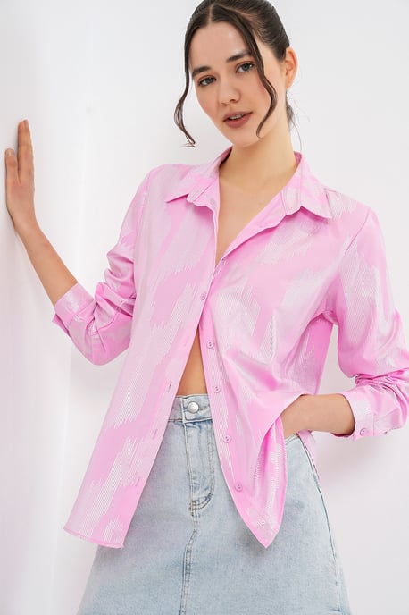 Übergroßes gestreiftes Button-Up Hemd - Image 2