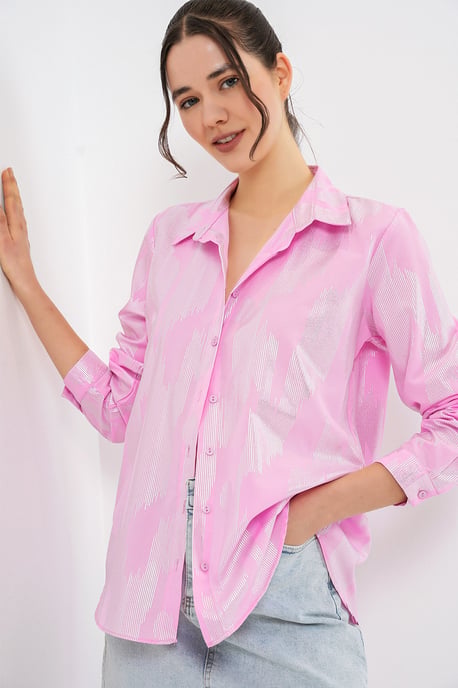 Übergroßes gestreiftes Button-Up Hemd - Image 4