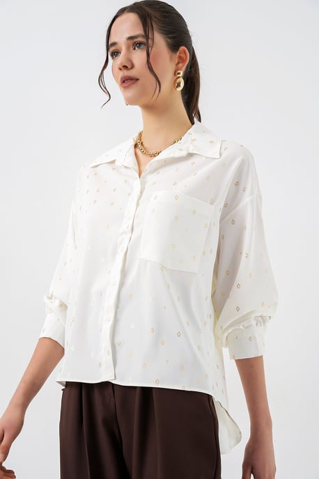 Oversized Langarmdruckhemd mit Tasche - Image 2