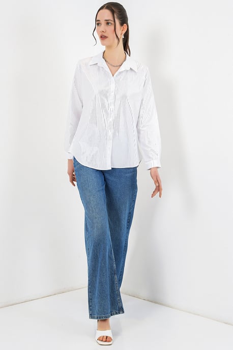 Übergroßes gestreiftes Button-Up Hemd - Image 2
