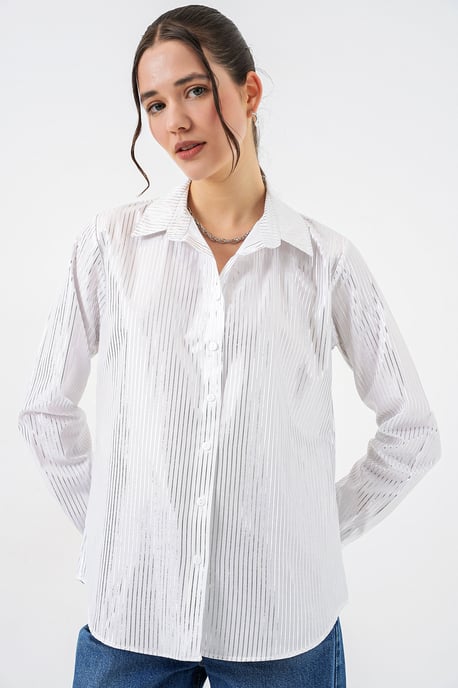 Übergroßes gestreiftes Button-Up Hemd - Image 4