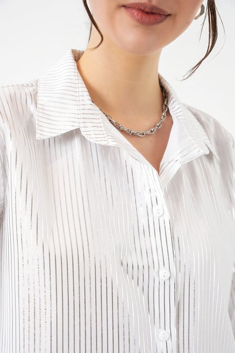 Übergroßes gestreiftes Button-Up Hemd - Image 5