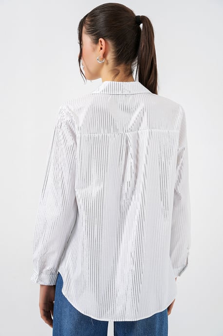 Übergroßes gestreiftes Button-Up Hemd - Image 6