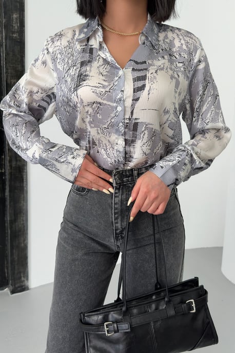 Abstraktes Druck Langarmhemd mit Knopfleiste - Image 3