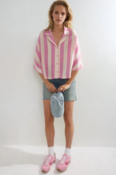 Lässiges gestreiftes Button-Down-Hemd - Image 4