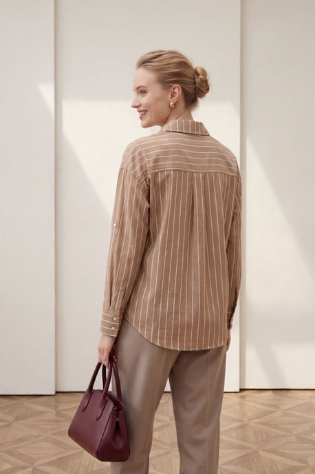 Gestreifte Button-Down Popelinehemd - Image 4