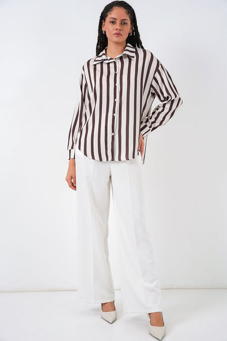 Satin Langarm-Button-Up-Shirt - Image 2