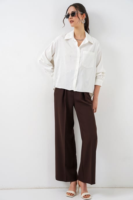 Übergroßes Langarmshirt mit Druck und Tasche - Image 2