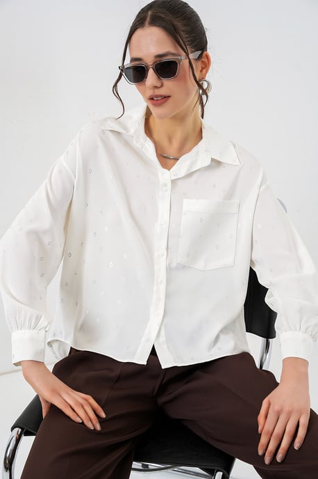 Übergroßes Langarmshirt mit Druck und Tasche - Image 3
